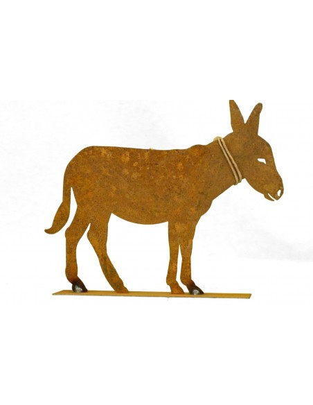 Edelrost Esel mit Strick 25 x 20 cm auf Platte