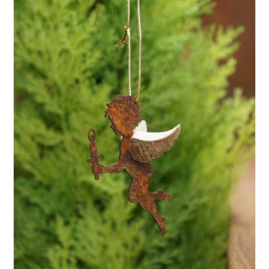 Edelrost Engel Himmelsbote Darel mit Kerze - Schutzengel