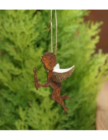 Edelrost Engel Himmelsbote Darel mit Kerze - Schutzengel