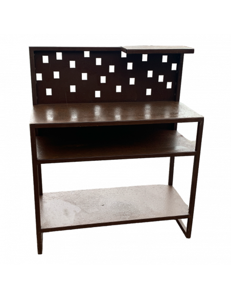 Gartendeko Rost Pflanztisch Metall mit Rückwand - Regalbrett - 2 Ablagen - Arbeitsbreite 95 cm - wetterfest Massiver Premium Pfl