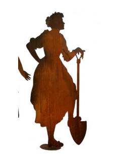 Gärtner Figur Große Gärnterin Figur - Doris - mit Spaten 172 cm hoch Höhe 172 cm