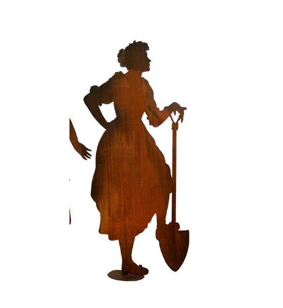 Gärtner Figur Große Gärnterin Figur - Doris - mit Spaten 172 cm hoch Höhe 172 cm