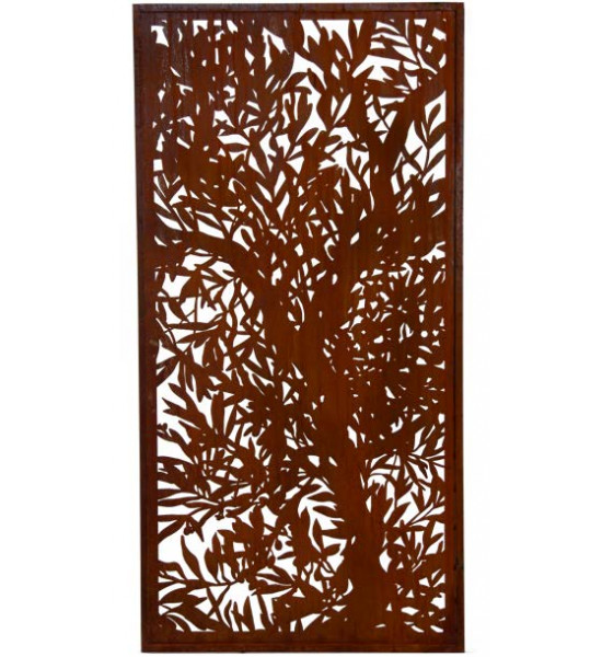 Blumen und Bäume Sichrtschutzwand Olivenlaub - mit vielen Ausschnitten 200 cm hoch 100 cm breit 
