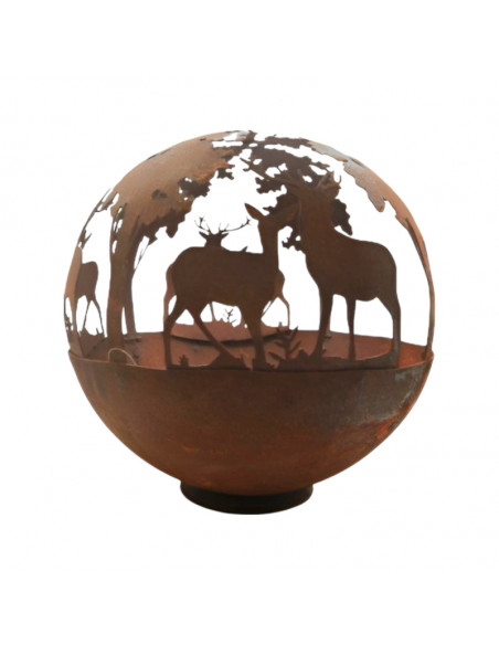 Deko Feuerkugel mit Hirschdeko - Herbstliche Gartendeko