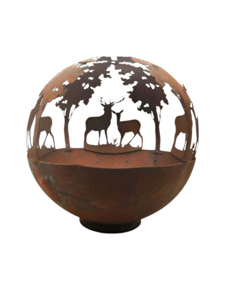 Feuerschalen und Feuerkörbe Deko Feuerkugel - groß - mit Hirsch und Waldszene - Höhe 42 cm 
Höhe 42 cm
Ø Kugel 40 cm
