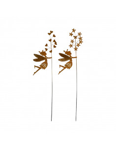 Start Gartenstecker „Elfen hängend“ – 2er-Set Herz und Blume - Breite 16 cm 
Gesamthöhe 65 cm
Breite 16 cm

Zarte Magie für 