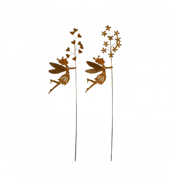 Start Gartenstecker „Elfen hängend“ – 2er-Set Herz und Blume - Breite 16 cm 
Gesamthöhe 65 cm
Breite 16 cm

Zarte Magie für 