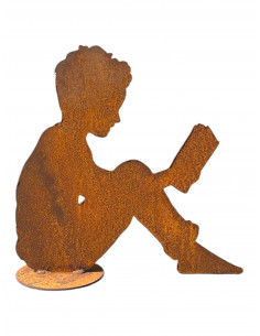 Figure Lesender Junge auf Platte - Höhe 41 cm 
Höhe 41 cm
Breite 41cm
auf Platte
3 mm Stahl