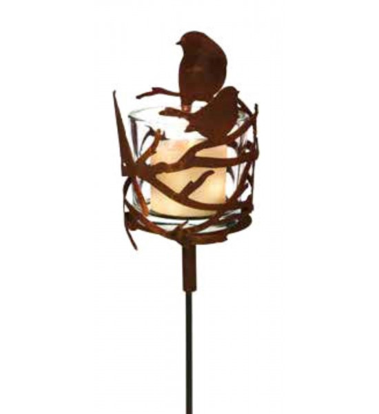 Winterdeko Edelrost Vogel auf Astring  mit Hülse Für Stab oder Holzklotz - ohne Stab Dieser Edelrost Astring mit Vogel kann als 