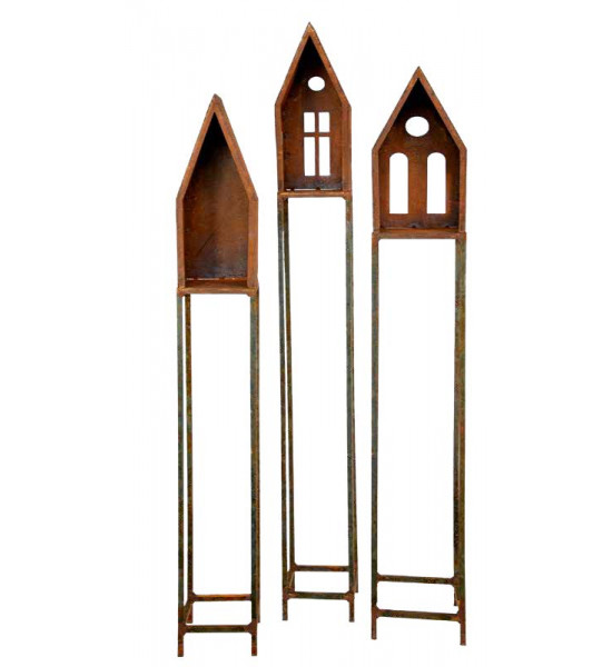 Start schmales Vogelhaus auf Vierkant Stele - ohne Fenster - Höhe 121 cm - 15x15 cm Lichthaus 