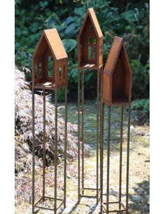 Start schmales Vogelhaus auf Vierkant Stele - ohne Fenster - Höhe 121 cm - 15x15 cm Lichthaus  2