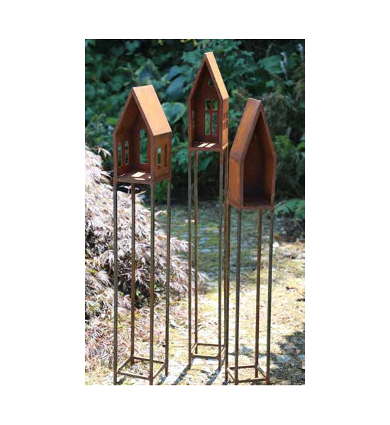 Start schmales Vogelhaus auf Vierkant Stele - ohne Fenster - Höhe 121 cm - 15x15 cm Lichthaus 