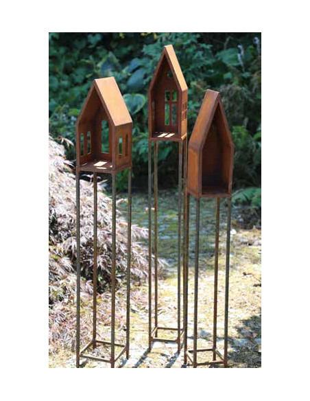 Start schmales Vogelhaus auf Vierkant Stele - ohne Fenster - Höhe 121 cm - 15x15 cm Lichthaus 