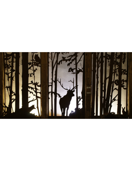 Wild Paravent - Hirsch - 200 x 90 cm Sichtschutzwand mit Umrandung