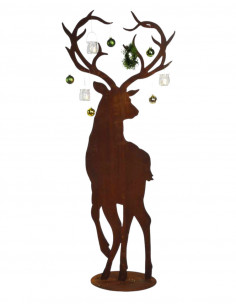 Herzige Dinge - Edelrost Dekoherzen Deko Hirsch mit Herz Geweih - 110 cm hoch - auf Standplatte 
Höhe 110 cm
Breite 45 cm
Mat