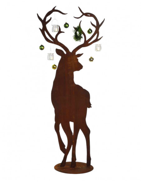 Herzige Dinge - Edelrost Dekoherzen Deko Hirsch mit Herz Geweih - 110 cm hoch - auf Standplatte 
Höhe 110 cm
Breite 45 cm
Mat