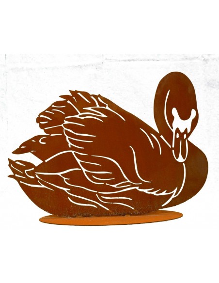 Edelrost Schwan 39 cm hoch auf Bodenplatte