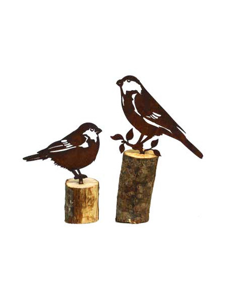 Tiere mit Baumspieß Direktstecker Vogel Dompfaff - auf Ast - Höhe 15 cm 