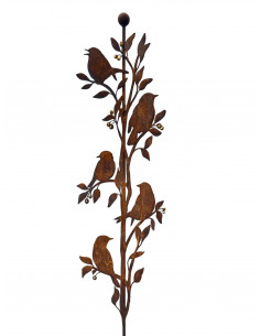 Vögel und Beeren - Sonderserie Gartenstecker - Beerendieb - 5 Vögel mit Goldeeren - Höhe 130 cm 
Höhe 130 cm
mit Kugel oben
G