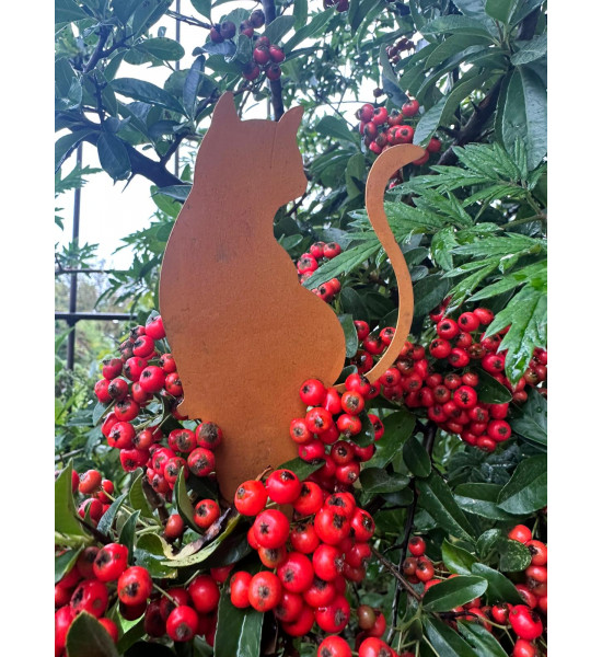 Deko Katzen und Mäuse Gartenstecker Mini Katze – Höhe 17 cm 
Katze 8 cm hoch
Gesamthöhe 17 cm

Katzen-Stecker aus braun lack