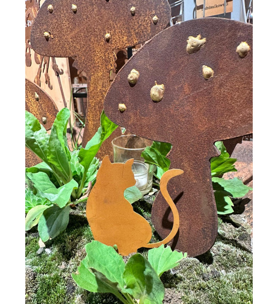 Deko Katzen und Mäuse Gartenstecker Mini Katze – Höhe 17 cm 
Katze 8 cm hoch
Gesamthöhe 17 cm

Katzen-Stecker aus braun lack