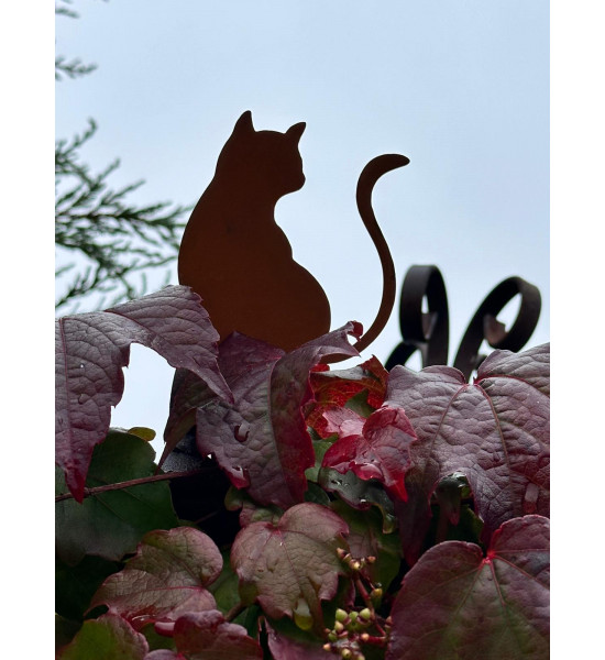 Deko Katzen und Mäuse Gartenstecker Mini Katze – Höhe 17 cm 
Katze 8 cm hoch
Gesamthöhe 17 cm

Katzen-Stecker aus braun lack