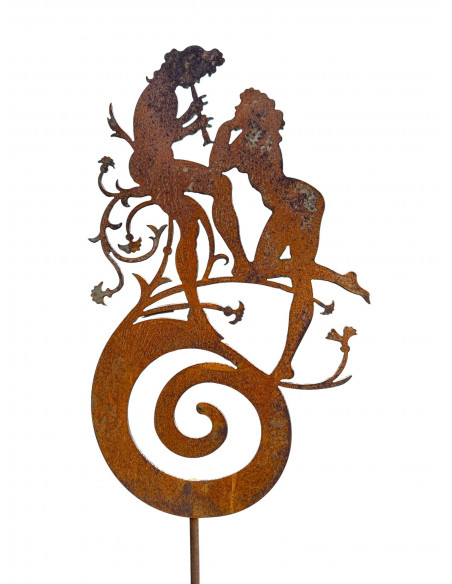 Gartenstecker Gartenstecker - verliebte Nymphen - Höhe 110 cm 
Höhe Motiv 40 cm
Gesamthöhe 110 cm
