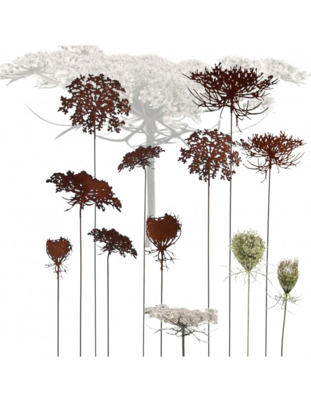Blumenstecker Queen Anne's Lace Knospe Durchmesser 20 x 30 cm cm - Wilde Möhre Gartenstecker 