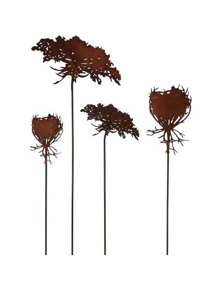 Blumenstecker Queen Anne's Lace Knospe groß - 30 x 20 cm - Wilde Möhre Gartenstecker 120 cm hoch 
Stecker 120 cm
Knospe 30 x 2