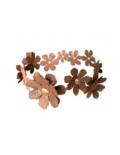 Blumen und Bäume Deko Ring - Blütentraum - mit 6 aufgesetzten Blumen Blüten mit Gold Stempel - Ø 30 cm Blumen Blütenring mit 6 a