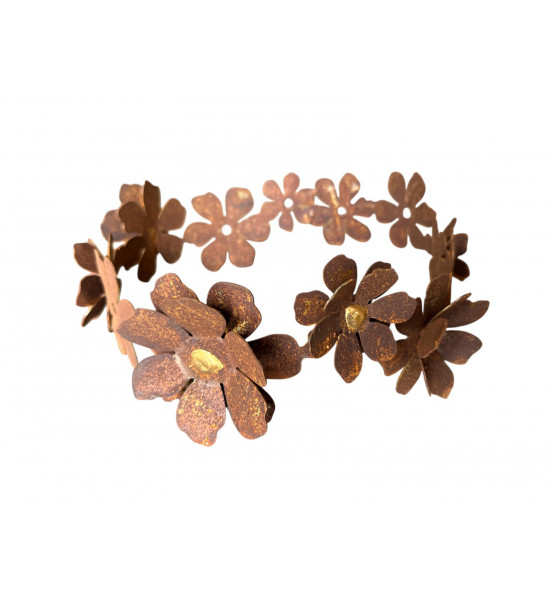 Blumen und Bäume Deko Ring - Blütentraum - mit 6 aufgesetzten Blumen Blüten mit Gold Stempel - Ø 30 cm Blumen Blütenring mit 6 a