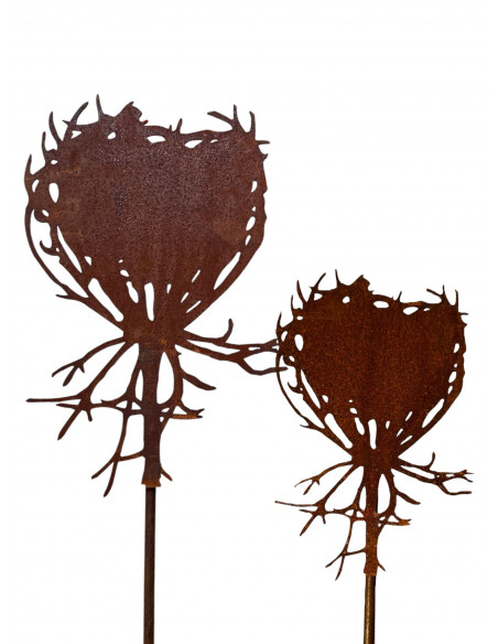 Blumenstecker Queen Anne's Lace Knospe groß - 30 x 20 cm - Wilde Möhre Gartenstecker 120 cm hoch 
Stecker 120 cm
Knospe 30 x 2