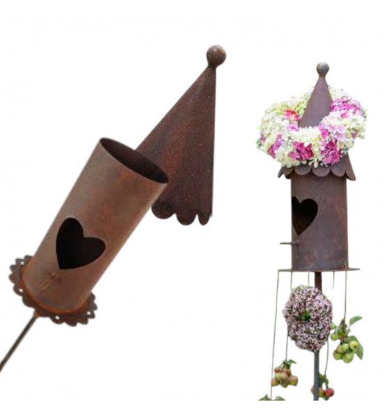 Start Herz Vogelhaus mit abnehmbahrem Dach und Hülse - 43 cm hoch 