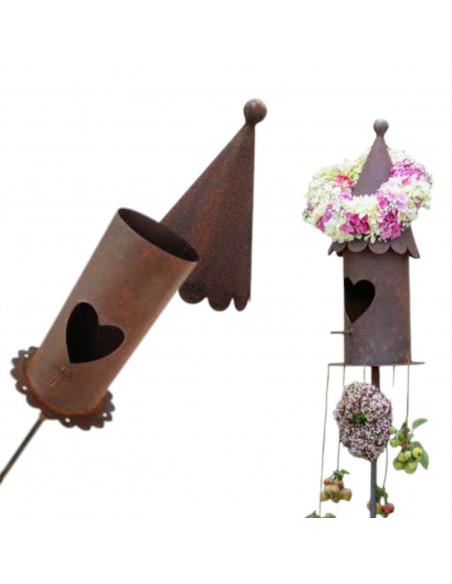 Start Herz Vogelhaus mit abnehmbahrem Dach und Hülse - 43 cm hoch 