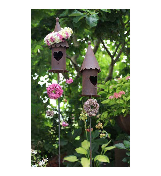 Start Herz Vogelhaus mit abnehmbahrem Dach und Hülse - 43 cm hoch 