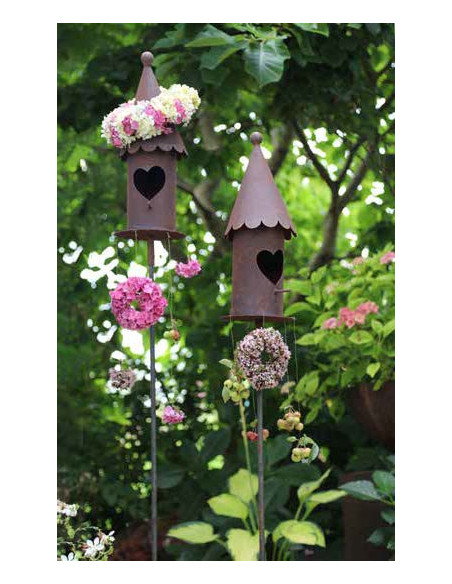 Start Herz Vogelhaus mit abnehmbahrem Dach und Hülse - 43 cm hoch 