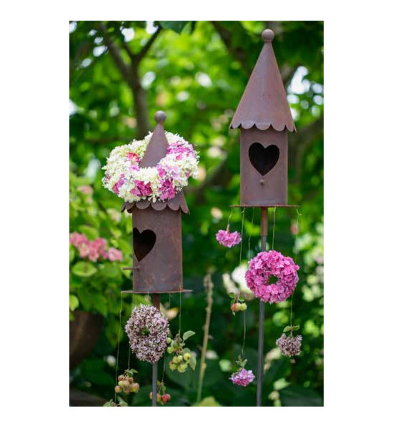 Start Herz Vogelhaus mit abnehmbahrem Dach und Hülse - 43 cm hoch 