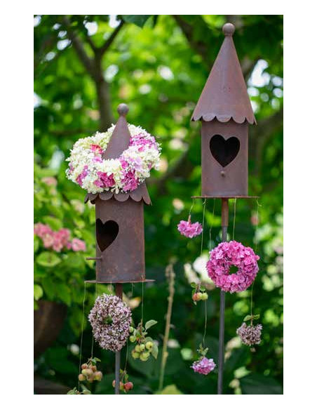 Start Herz Vogelhaus mit abnehmbahrem Dach und Hülse - 43 cm hoch 