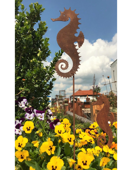 Seepferdchen auf Stab - Höhe 16 cm - als Topf- oder Beetstecker