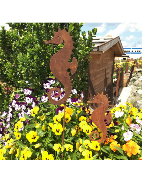 Seepferdchen auf Stab - Höhe 16 cm - als Topf- oder Beetstecker