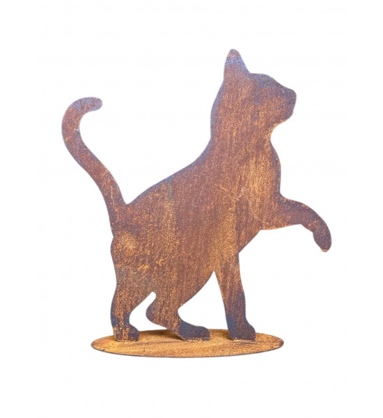 Start Deko Katze mit erhobener Pfote - auf Platte - Höhe 39 cm 