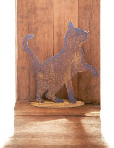 Start Deko Katze mit erhobener Pfote - auf Platte - Höhe 39 cm  2