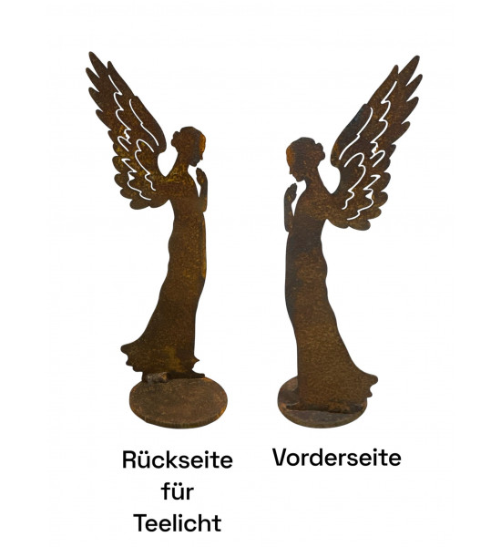 Weihnachtsdeko kleiner Engel Santine 20 cm - Mit Platte für Teelicht 
Höhe 20 cm
Breite 6 cm
auf Platte Ø 5
