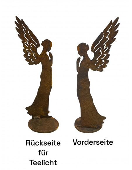 Weihnachtsdeko kleiner Engel Santine 20 cm - Mit Platte für Teelicht 
Höhe 20 cm
Breite 6 cm
auf Platte Ø 5
