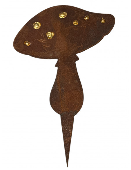 Pilz - schräge Kappe mit Goldpunkten - Höhe 25 cm