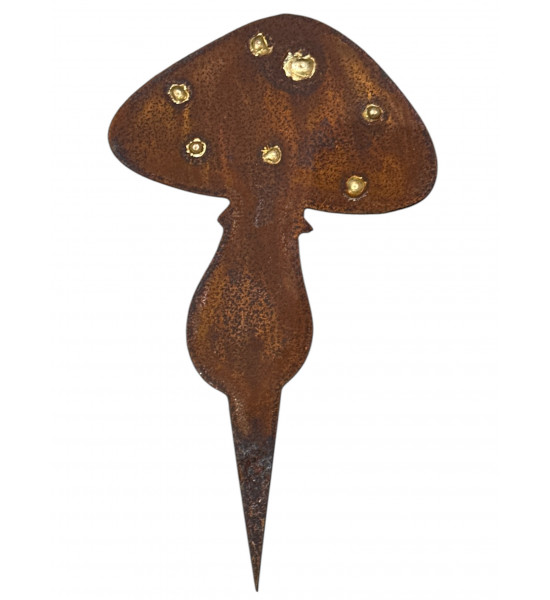 Herbstdeko Deko Pilz mit Goldpunkten - Höhe 17 cm - Var. A - zum Stecken - Edelrost Fliegenpilz Deko Fliegenpilz aus Edelrost Va