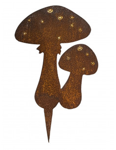 Herbstdeko Deko Pilz mit Goldpunkten - Höhe 25 cm - Var. A - zum Stecken - Edelrost Fliegenpilz Deko Fliegenpilz aus Edelrost Va