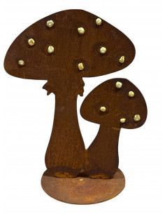Herbstdeko Doppelter Pilz - mit Goldpunkten - Höhe 24 cm