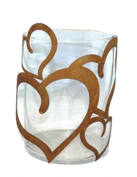 Neuheiten Gerry's Garden Glas Windlicht mit halbrunden Herzen mit Glas 15 x 20 cm - groß 
inkl. Glasschale 
Ø 15 cm
Höhe 20 c