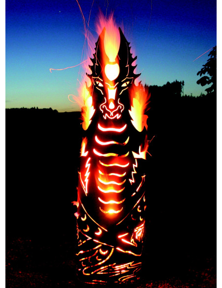 Motiv Feuerkörbe Feuerstelle Feuerdrache - Höhe 123 cm Rost-Metall Feuerstelle "Feuerdrache" klein
Dieser Feuerdrache ist durch